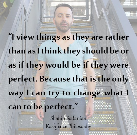 "I view things as they are rather than as I think they should be or as if they would be if they were perfect. Because that is the only way I can try to change what I can to be perfect.” Dr Shahin Soltanian Kashfence Philosophy